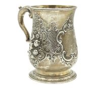 A 1766 early George III London silver tankard by William & James Priest, inscribed 