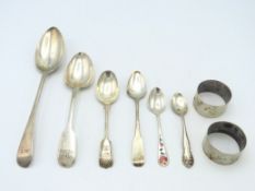 A 1795 George III London sliver tablespoon by Peter & Ann Bateman, a pair of 1908 Edwardian Elkingto