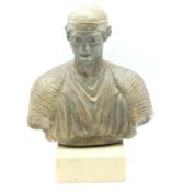 A mounted bust of Charioteer of Delphi, Heniokhos, 262mm high