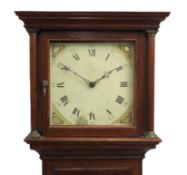 An 18th/19thC. oak cased long case clock with pain
