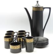 A Portmeirion Greek Key pattern retro coffee set,