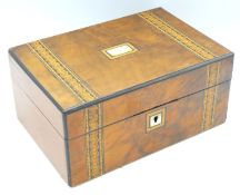 A English Tunbridgeware sewing box with mother of