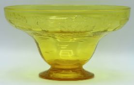 A Thomas Webb art deco glass waterlily pattern bow