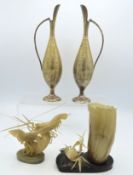A pair of antique Asian brass vases, 250mm tall tw