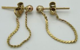 A pair of 9ct gold loop chain earrings, 21mm drop,