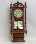 An Anglo American wall clock with marquetery, 970m