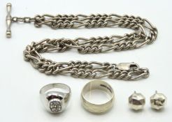 A silver Albert chain, 450mm long, twinned with sm