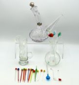 A cut glass wine carafe, 220mm tall, twinned with