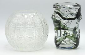 A Whitefriars knobbly vase with green streak twinn