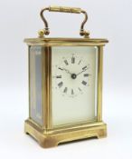 An English brass cased carriage clock, 147mm tall