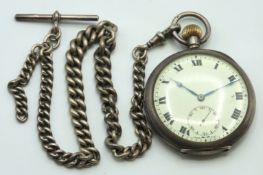 An antique silver top wind pocket watch with Alber
