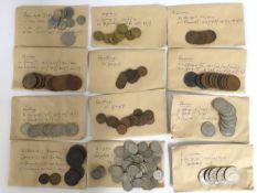 A quantity of mixed British coinage including two
