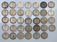 Thirty four 1913-1915 silver threepences, 47.1g