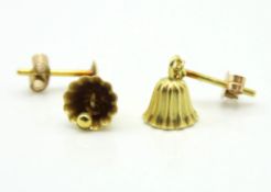 A pair of 9ct gold bell earrings, 15mm drop, 0.6g