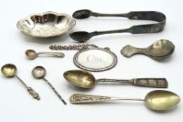 Four silver & white metal spoons including two Chi