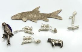 A selection of white metal & silver items made by