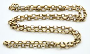 A 9ct gold chain with faceted links, 540mm long, 1