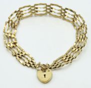 A 9ct gold four bar bracelet, 180mm, 5g