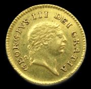 An 1806 George III 1/3 Guinea gold coin, 17mm diam