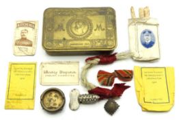 A WW1 1914 Queen Mary Christmas tin with varied co
