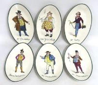 Six Bristol CAS hand painted pottery plates featur