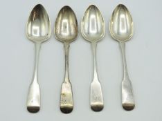 A set of four 1815 George III Edinburgh silver dessert spoons by James Newlands, one with split, mon