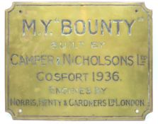 A heavy gauge brass plaque removed from the motor