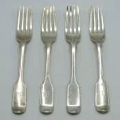 A set of four 1833 William IV London silver side f