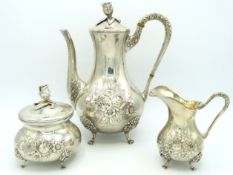 A Swedish 0.830 silver three piece coffee set with