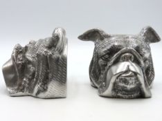A pair of alloy bulldog bookends, 140mm wide x 97m