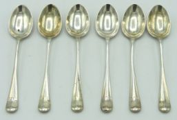 A 1925 Sheffield silver set of rat tailed teaspoons by Joseph Rogers & Sons Ltd; monogrammed HGC, 93