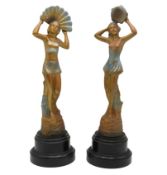 A pair of art deco spelter figures, 