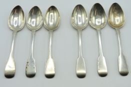 Three 1831 William IV London silver teaspoons by J