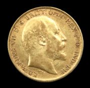 A 1908 Edward VII half gold sovereign