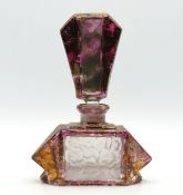 A 1930s art deco Bohemian glass scent bottle, 151m