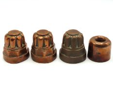 Four 19thC. miniature copper jelly moulds includin