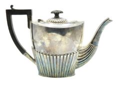 An 1896 Victorian Chester silver teapot, rubbed ma