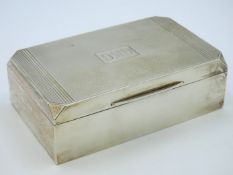 A well constructed 1951 Birmingham silver cigarette box by Alexander Clark & Co. 446g inc. lining, m