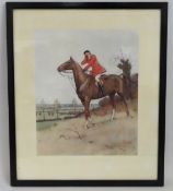 A framed Cecil Aldin hunt print titled 