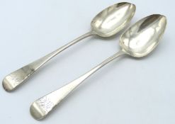 A pair of Georgian 1805 London silver serving spoo