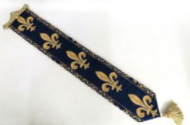A Flemish embroidered bell pull with fittings, 117
