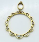A yellow metal & seed pearl pendant mount, tests e