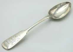 A Russian silver spoon, monogrammed with chased de