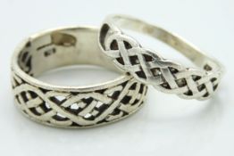 Two silver Celtic weave rings, 10.3g, size W