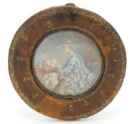An 18th/19thC. mounted miniature watercolour of wo