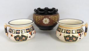 Two Imari patterned chamber pots, 225mm diameter,