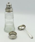 A 1915 Sheffield silver topped sugar sifter by Jam