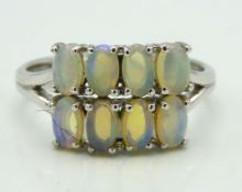 A sterling silver ring set with opal, 2.7g, size O