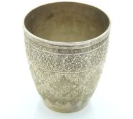An antique Indian silver lassi cup with chased dec