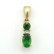 A 9ct gold pendant set with chrome tourmaline & di